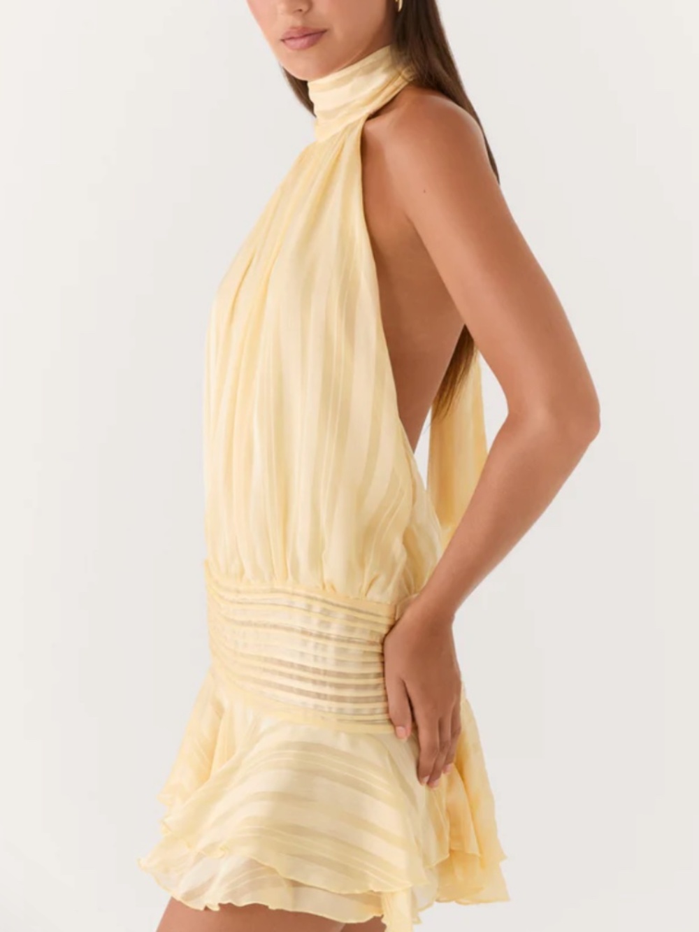 Peppermayo Pale Yellow Halter Mini Dress - Picture 3 of 5